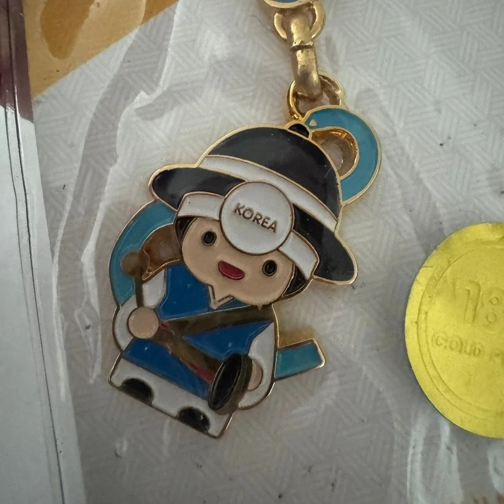 Korea Samulnori Character Keychain 18K Gold‎ Plated Souvenir Gift